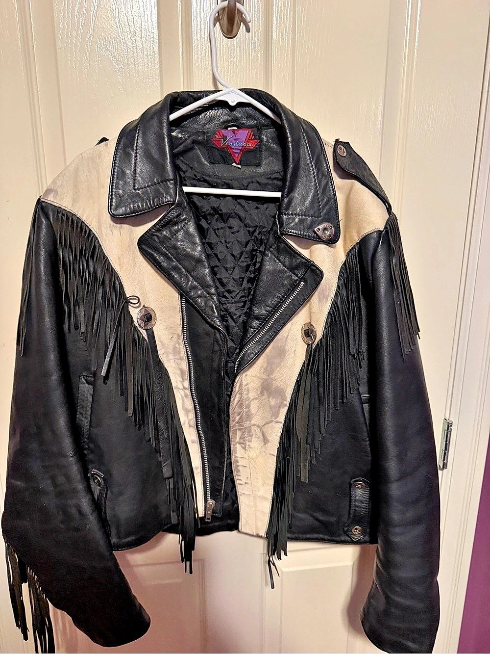 Vintage Fringe Leather Jacket Size XL